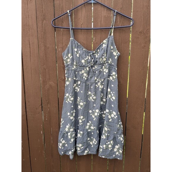 Hollister Dresses & Skirts - Hollister Blue Baby Doll Milkmaid Floral Coquette Mini Dress Size Small Cottage